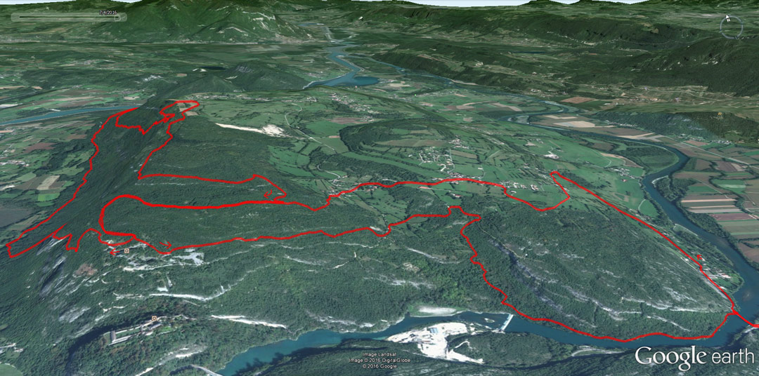 Vue 3D de la boucle au départ de Yenne