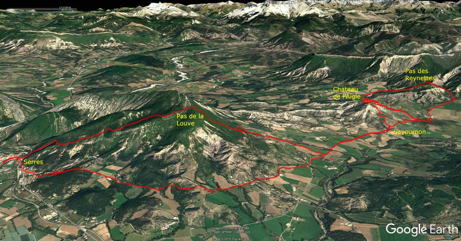 Topo initial + boucles Pas des Reynettes & Château de l'Aigle depuis Savournon