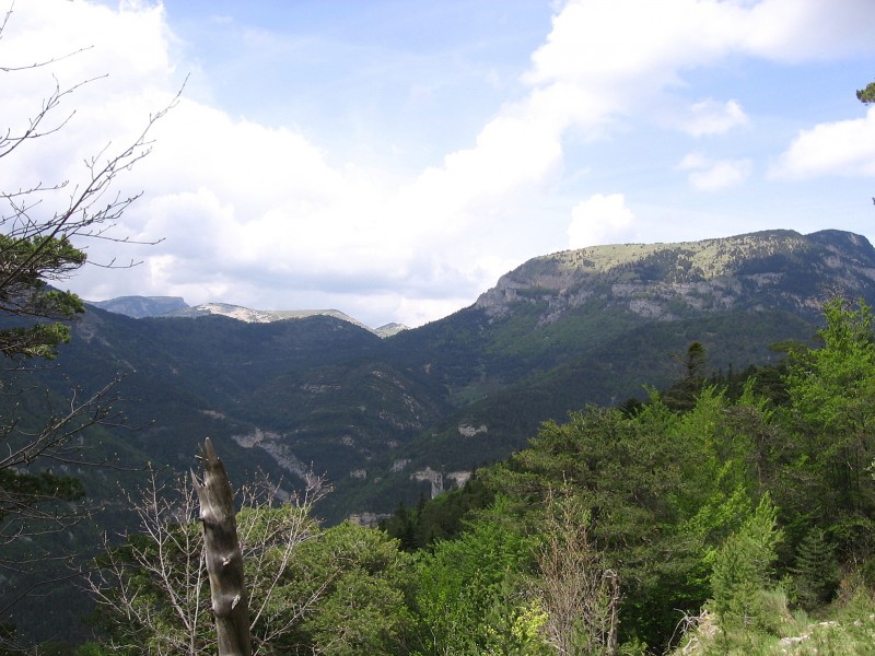 Col de Plainie : Le col au fond et la montagne de Bellemotte.