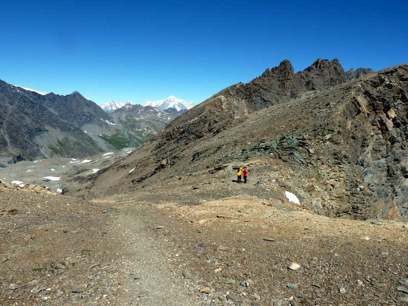 Becca Traversière : Roulage avec le Mt Blanc au fond