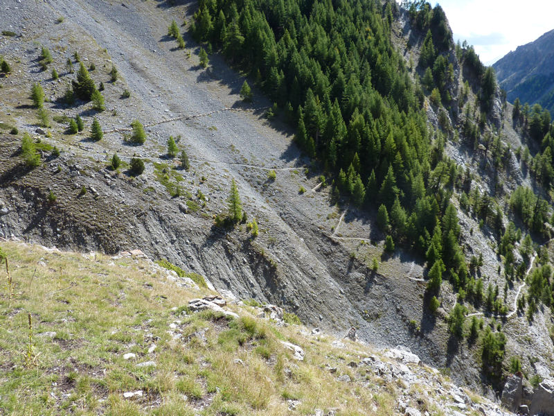 Pic d'Escreins : Sentier raide vers le Val d'Escreins