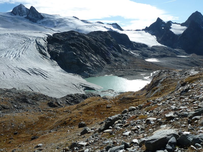 Lac du glacier : Le bout du glacier du Ruitor