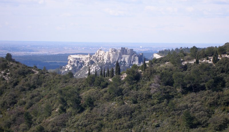Les Baux de Provence : Les Baux vu de la piste des Lombards