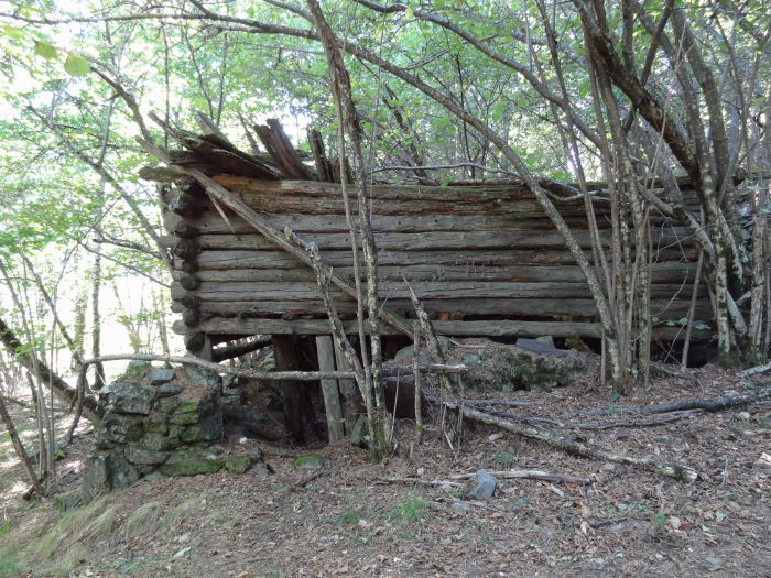 Cabane abandonnée : En descendant sur les Tiecs.