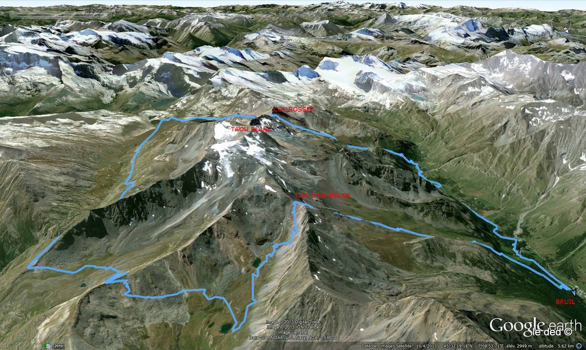 Boucle 3D Monte Taou Blanc par les cols d'Entrelor, du Manteau et Rosset
